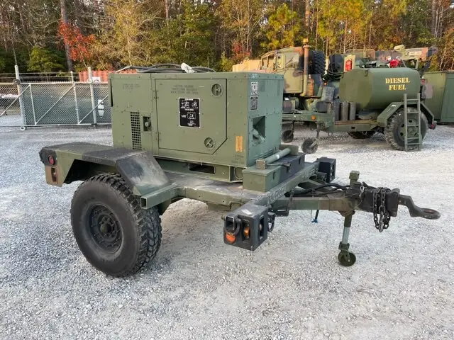 Generator trailer with a diesel fuel trailer behind it