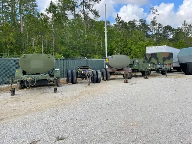 Tank trailers and generators at the yard